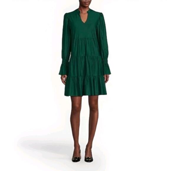 Jude Connally Tammi Dress Womens M Evergreen Tiered Cocktail Holiday Party Mini - Picture 1 of 16